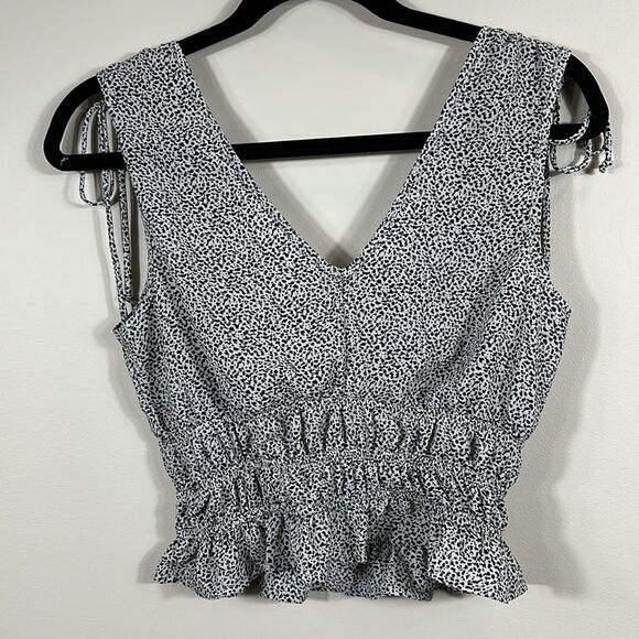 Sienna Sky Black White Summer Tank Ink Drop Dot Crop Women Lightweight Size XS - Picture 2 of 7